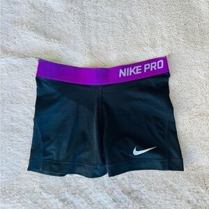 Nike Black and Purple Athletic Bike Workout Shorts